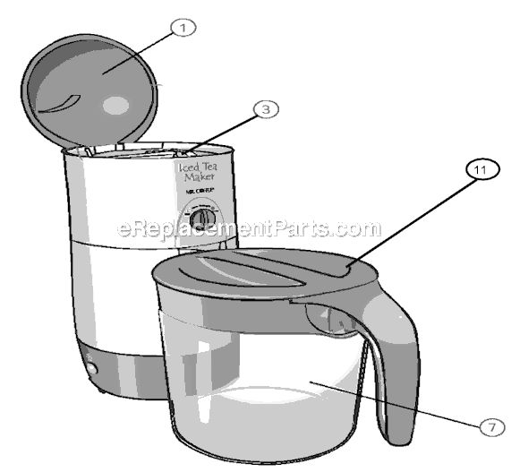 Page A Diagram and Parts List for TM30P  Mr Coffee Tea Brewer